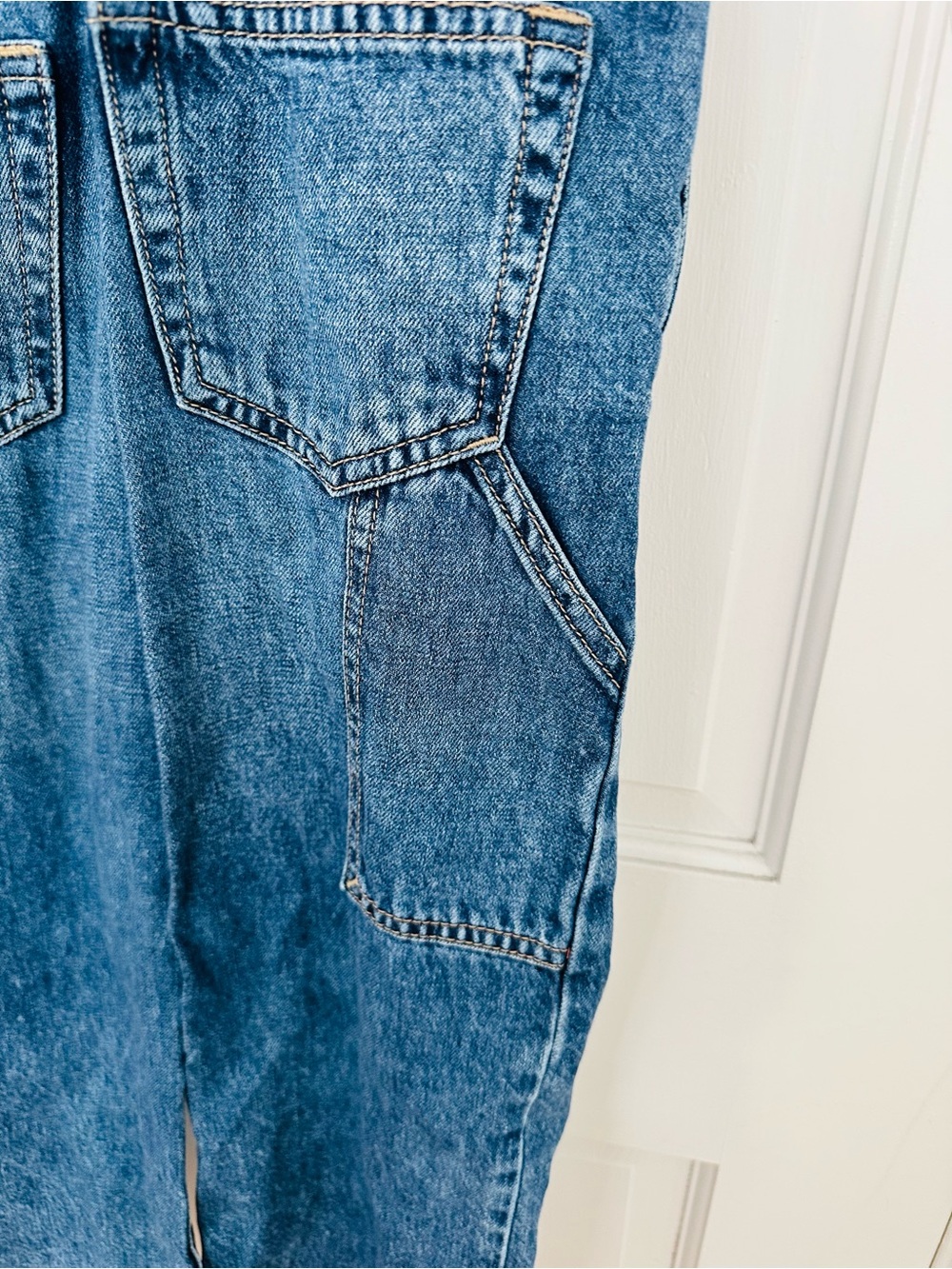 Gap Kids Medium-Wash Denim Overall Straight-Leg Pants Sz M (8-9) - Picture 8 of 9